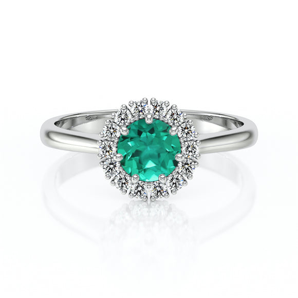 Bague entourage émeraude et diamant Pour la Vie - 7