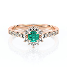 Bague entourage émeraude et diamant Pour la Vie - 8