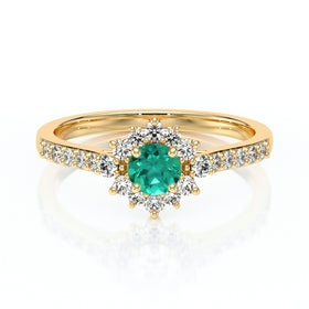 Bague entourage émeraude et diamant Pour la Vie - 8