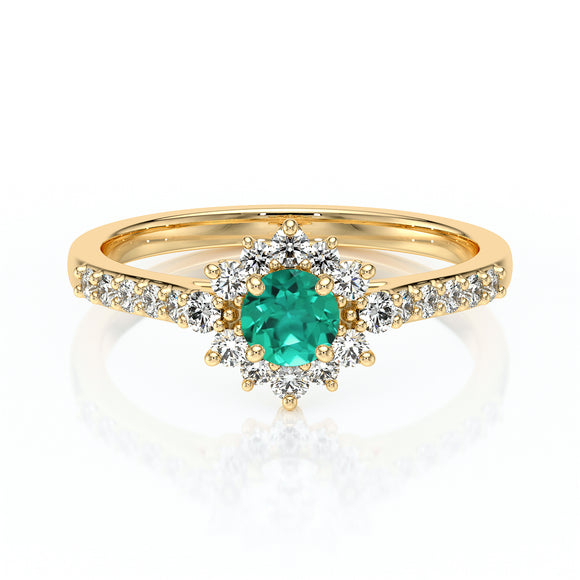 Bague entourage émeraude et diamant Pour la Vie - 8