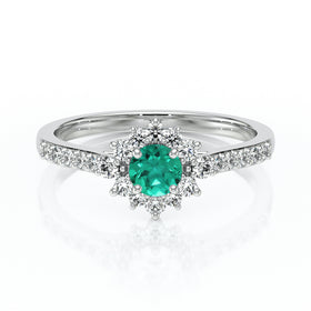 Bague entourage émeraude et diamant Pour la Vie - 8