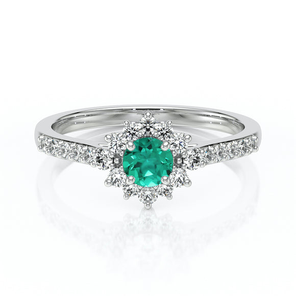 Bague entourage émeraude et diamant Pour la Vie - 8