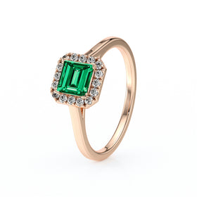 Bague entourage émeraude diamant Promets Moi - 11