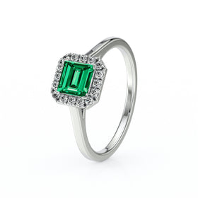 Bague entourage émeraude diamant Promets Moi - 11