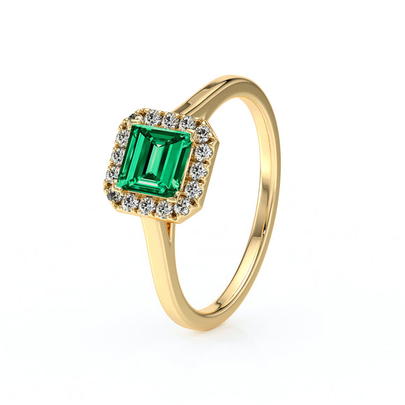 Bague entourage émeraude diamant Promets Moi - 11
