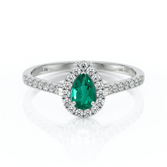 Bague entourage émeraude et diamant Promets Moi - 4