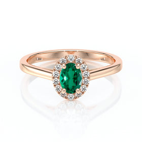 Bague entourage émeraude et diamant Promets Moi - 5