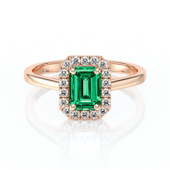 Bague entourage émeraude et diamant Promets Moi - 6