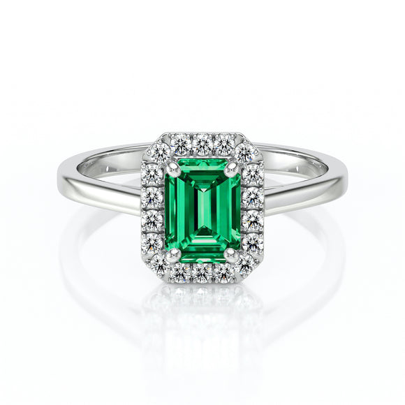 Bague entourage émeraude et diamant Promets Moi - 6