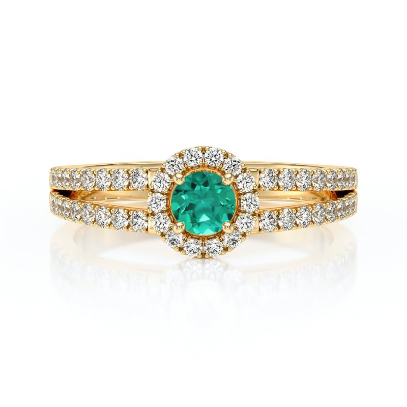 Bague entourage émeraude et diamant Promets Moi - 9