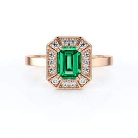 Bague entourage émeraude et diamant Coup de Foudre - 11