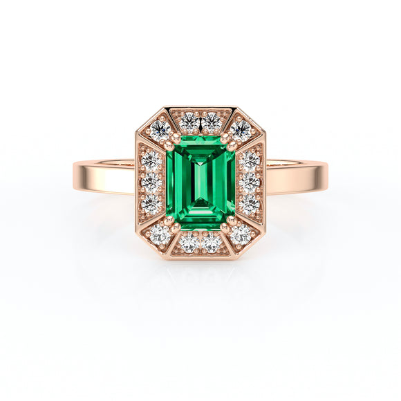 Bague entourage émeraude et diamant Coup de Foudre - 11