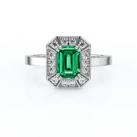 Bague entourage émeraude et diamant Coup de Foudre - 11