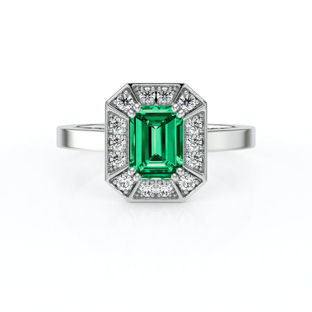 Bague entourage émeraude et diamant Coup de Foudre - 11