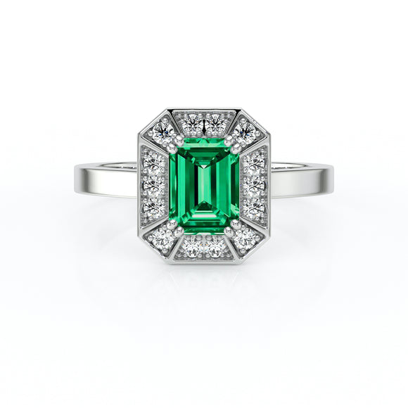 Bague entourage émeraude et diamant Coup de Foudre - 11