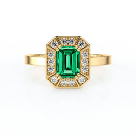 Bague entourage émeraude et diamant Coup de Foudre - 11