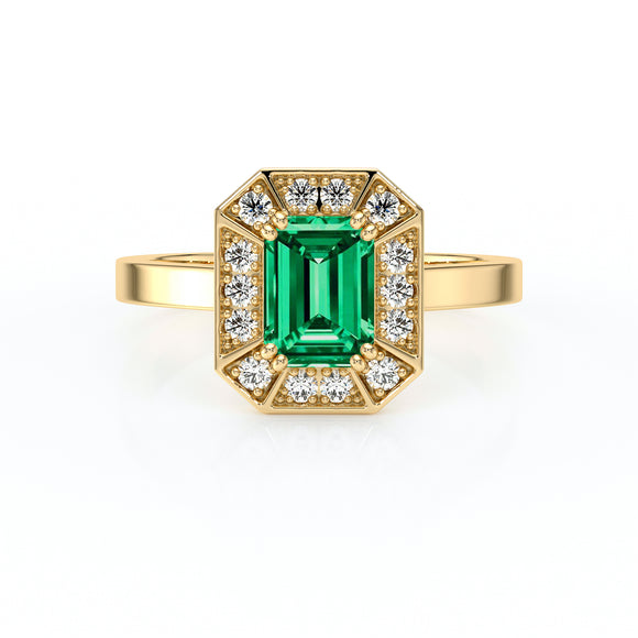 Bague entourage émeraude et diamant Coup de Foudre - 11