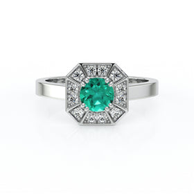 Bague entourage émeraude et diamant Coup de Foudre - 12
