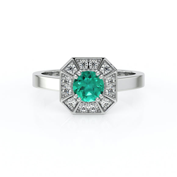 Bague entourage émeraude et diamant Coup de Foudre - 12