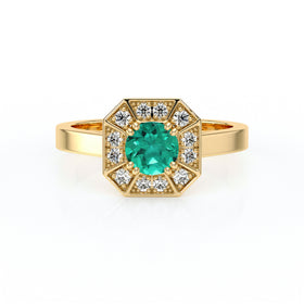 Bague entourage émeraude et diamant Coup de Foudre - 12