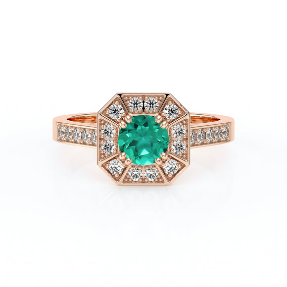 Bague entourage émeraude et diamant Coup de Foudre - 13
