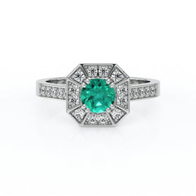 Bague entourage émeraude et diamant Coup de Foudre - 13