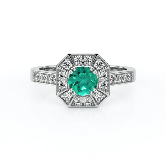 Bague entourage émeraude et diamant Coup de Foudre - 13