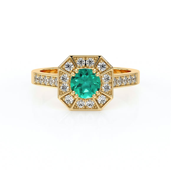 Bague entourage émeraude et diamant Coup de Foudre - 13