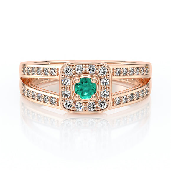 Bague entourage émeraude et diamant Coup de Foudre - 3