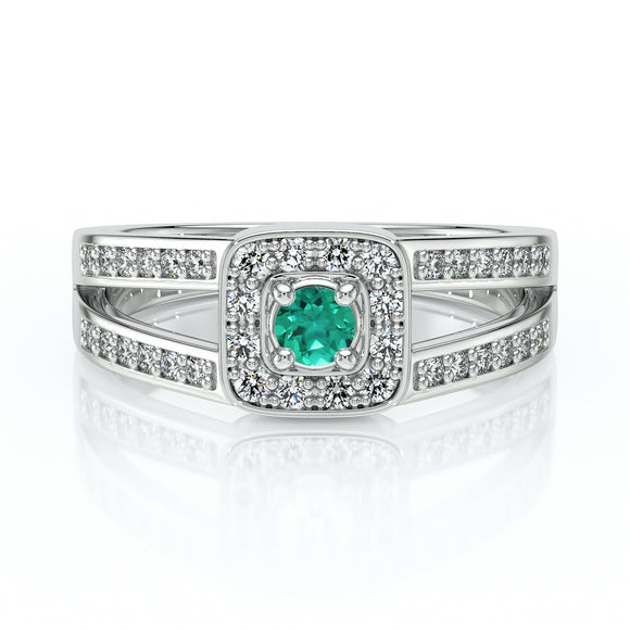 Bague entourage émeraude et diamant Coup de Foudre - 3