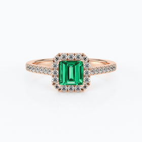 Bague entourage émeraude et diamant Promets Moi - 1