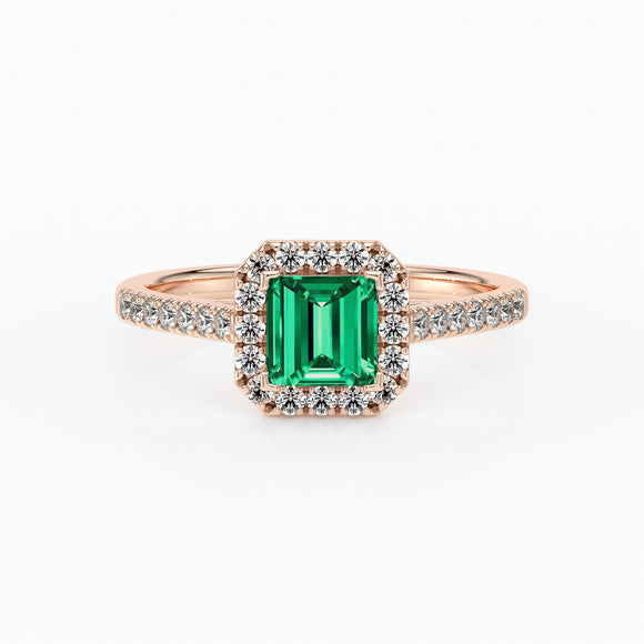 Bague entourage émeraude et diamant Promets Moi - 1
