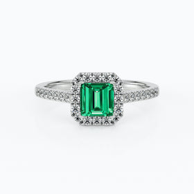 Bague entourage émeraude et diamant Promets Moi - 1