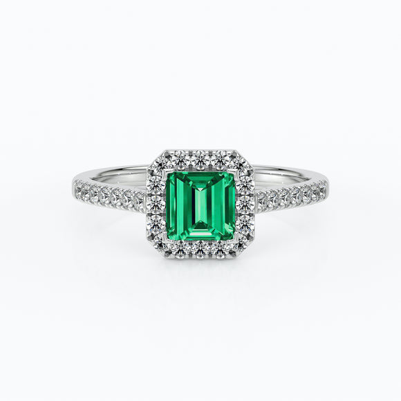 Bague entourage émeraude et diamant Promets Moi - 1