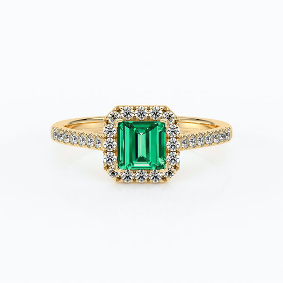 Bague entourage émeraude et diamant Promets Moi - 1