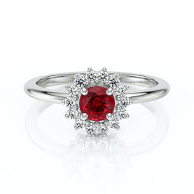 Bague entourage rubis et diamant Coup de Foudre - 4