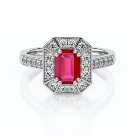 Bague entourage rubis et diamant Coup de Foudre - 6