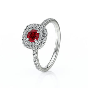 Bague entourage rubis diamant Coup de Foudre - 7