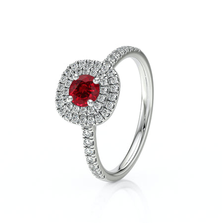 Bague entourage rubis diamant Coup de Foudre - 7