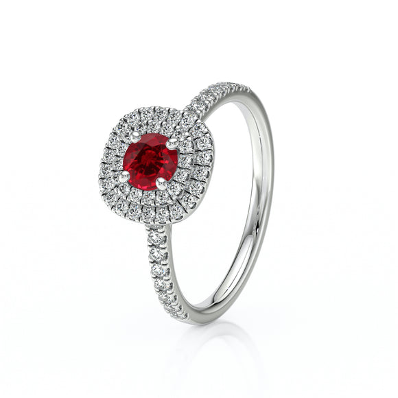 Bague entourage rubis diamant Coup de Foudre - 7