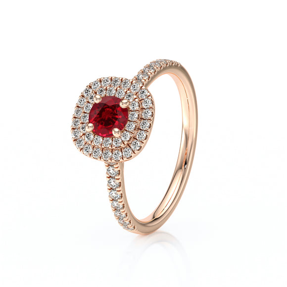 Bague entourage rubis diamant Coup de Foudre - 7