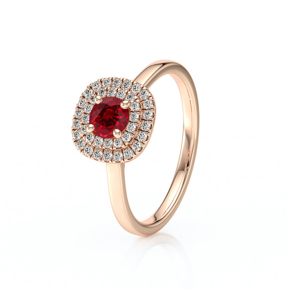 Bague entourage rubis diamant Coup de Foudre - 8