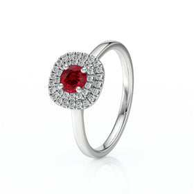 Bague entourage rubis diamant Coup de Foudre - 8