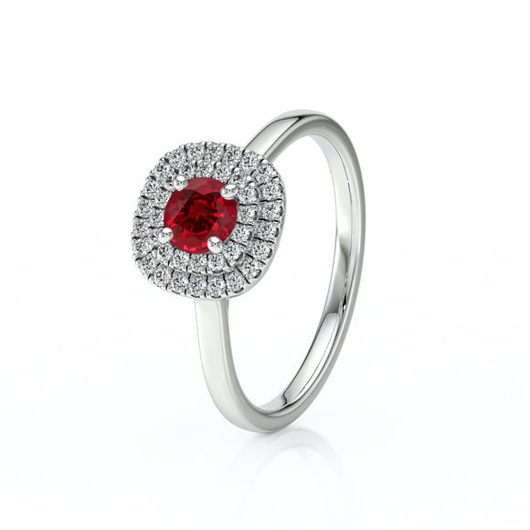 Bague entourage rubis diamant Coup de Foudre - 8