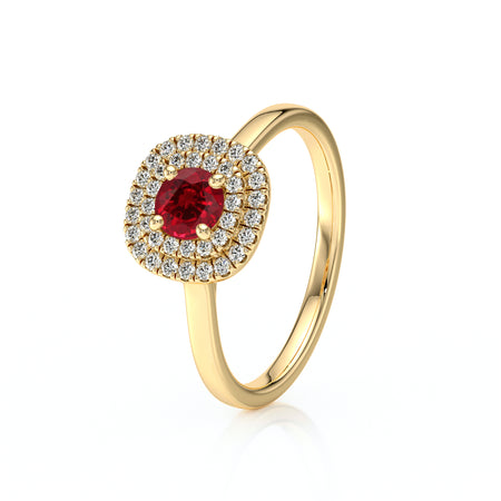 Bague entourage rubis diamant Coup de Foudre - 8