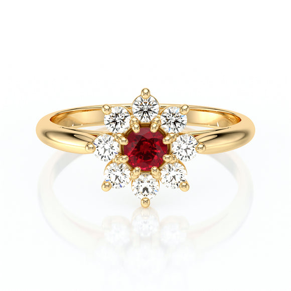 Bague entourage rubis et diamant Marguerite - 1
