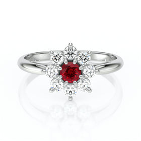 Bague entourage rubis et diamant Marguerite - 1