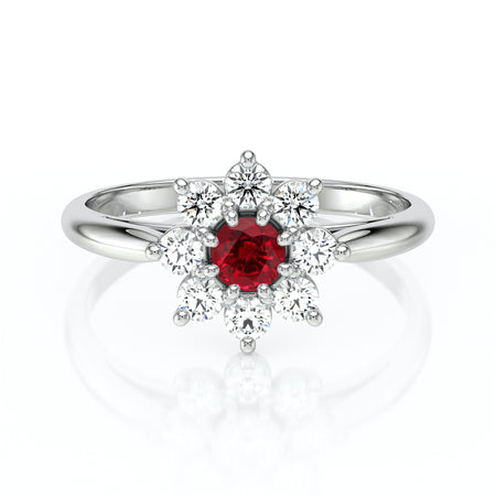 Bague entourage rubis et diamant Marguerite - 1