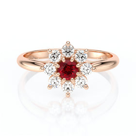 Bague entourage rubis et diamant Marguerite - 1