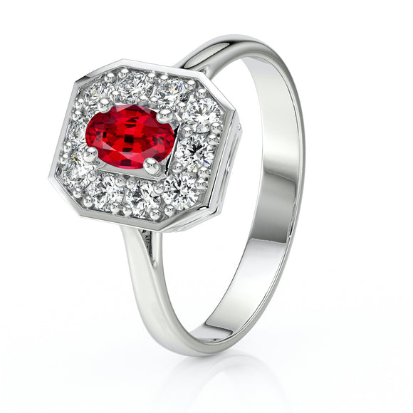 Bague entourage rubis et diamant Pour la Vie - 5